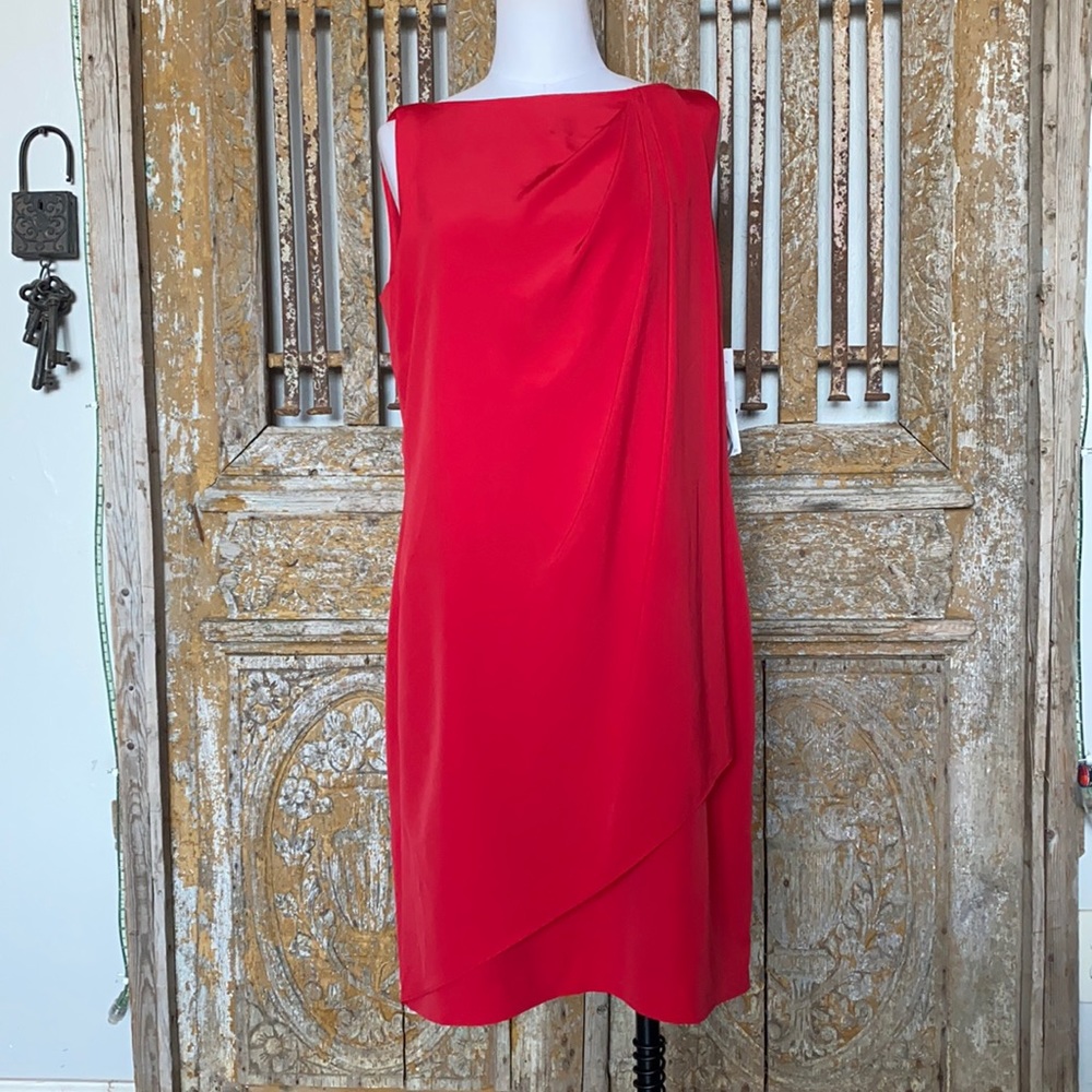 LAUREN Ralph Lauren RED SLEEVELESS DRESS 14 NEW